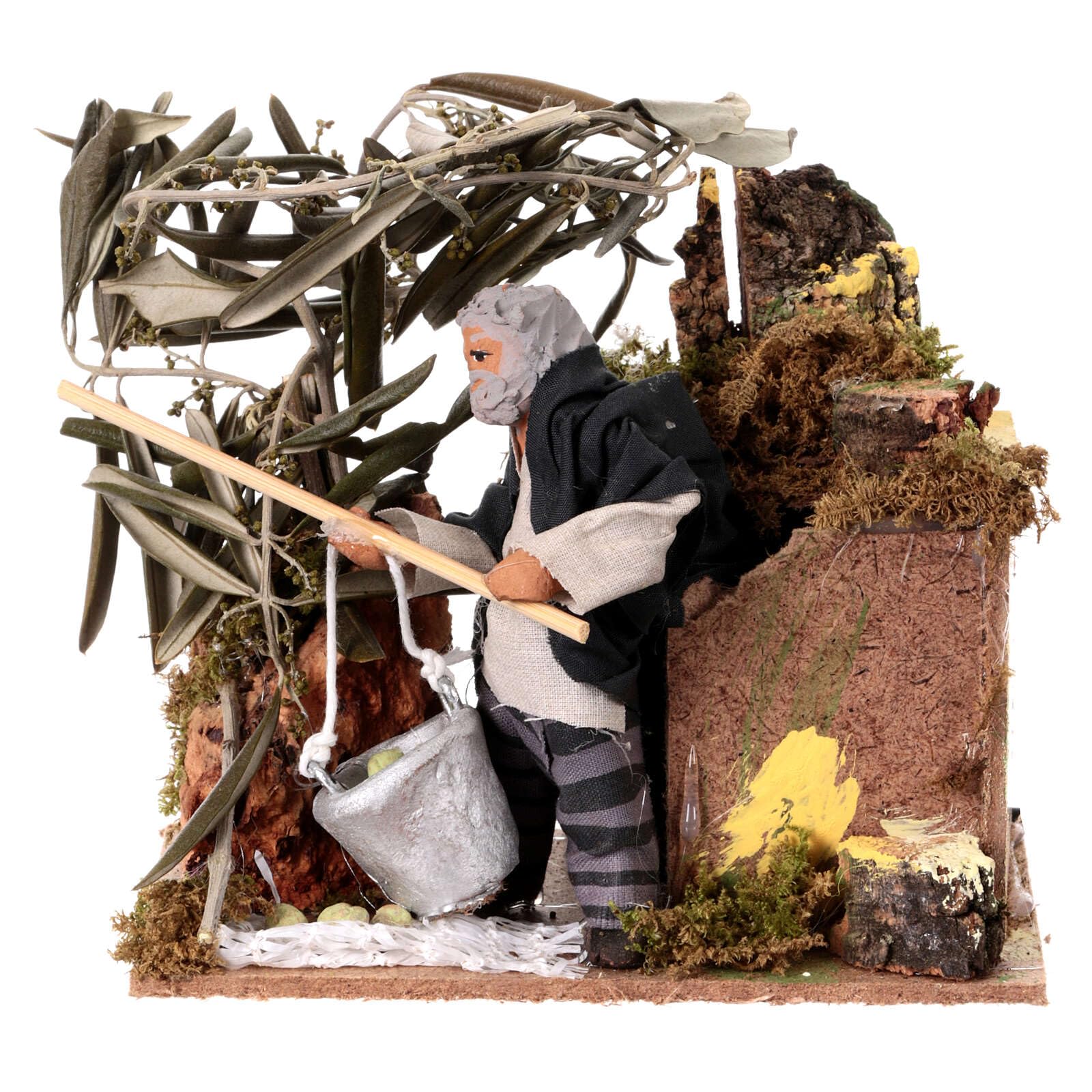 Holyart Movimientos para el Belén: Hombre Que recolecta Aceitunas 10 cm belén Movimiento 19x14x9 cm