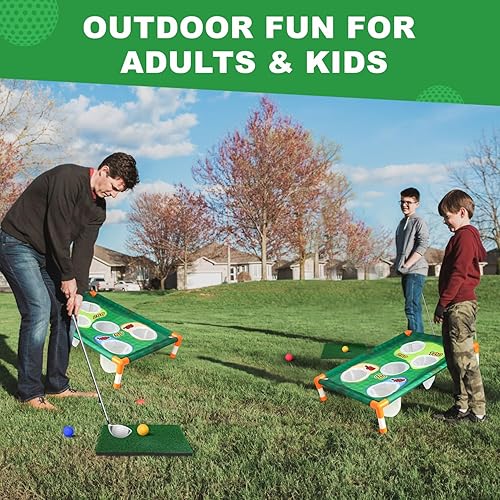 Miniatura 2 de TOY Life Juego de Cornhole de golf, juego de hoyos de maíz, juego de golf para adultos y niños, patio trasero, juego de golf, juego de hoyo, equipo
