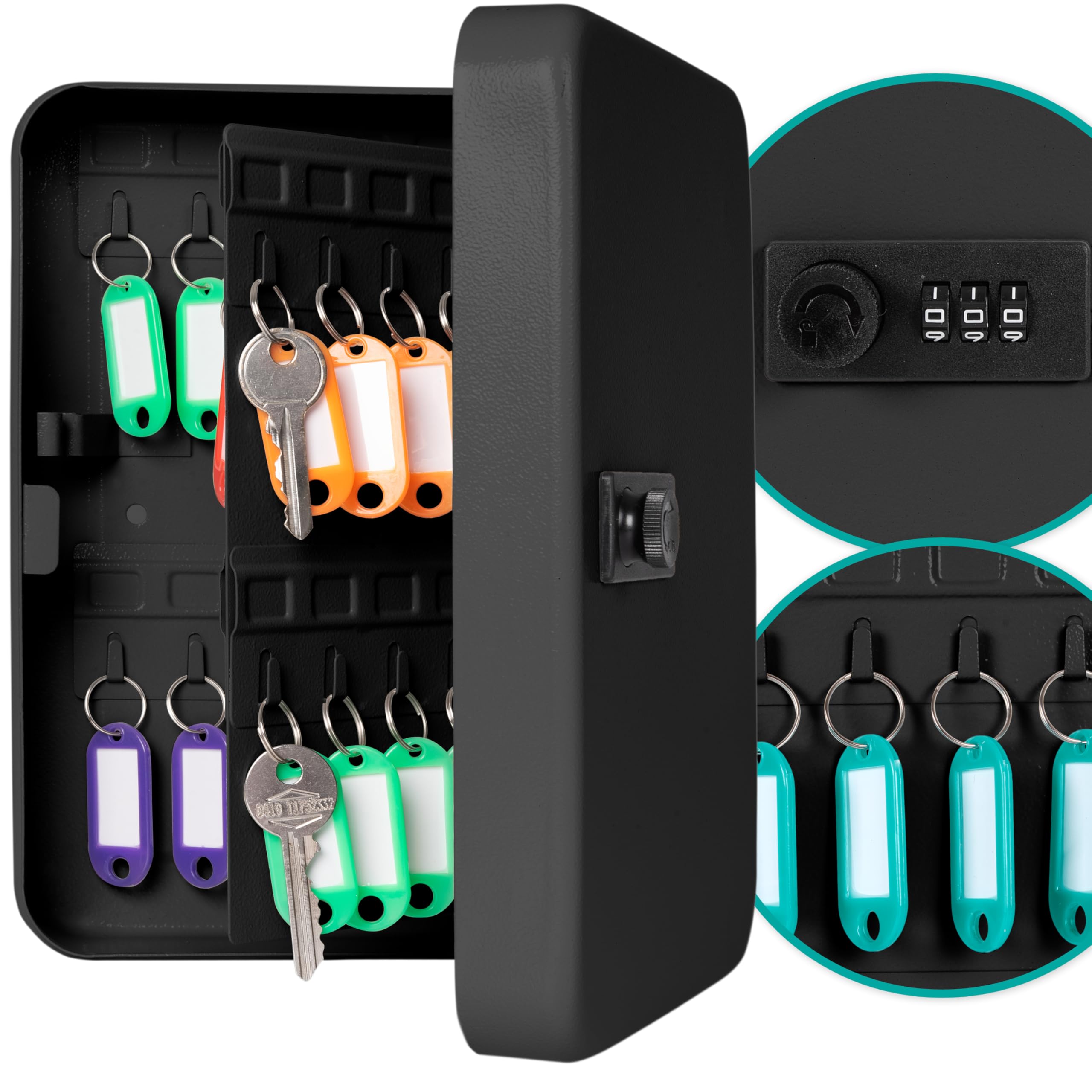 Hovea, Key Cabinet for 48 Keys with Combination Code, Key Cabinet with 48 Hooks, For House and Car Keys