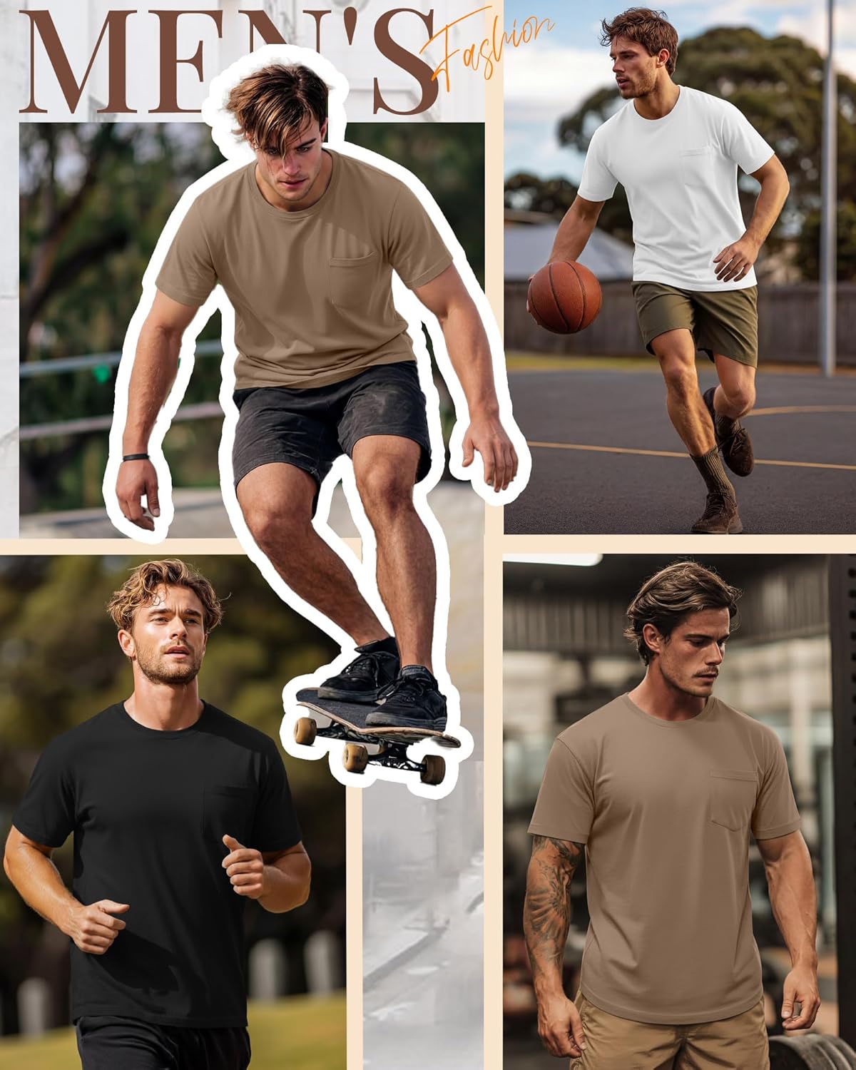 Ficerd 3 Pack Men's Big and Tall T-Shirt, Short Sleeve Pocket Basic Tee Crew Neck Lightweight Tops Solid Loose Fit Shirts - Image 2