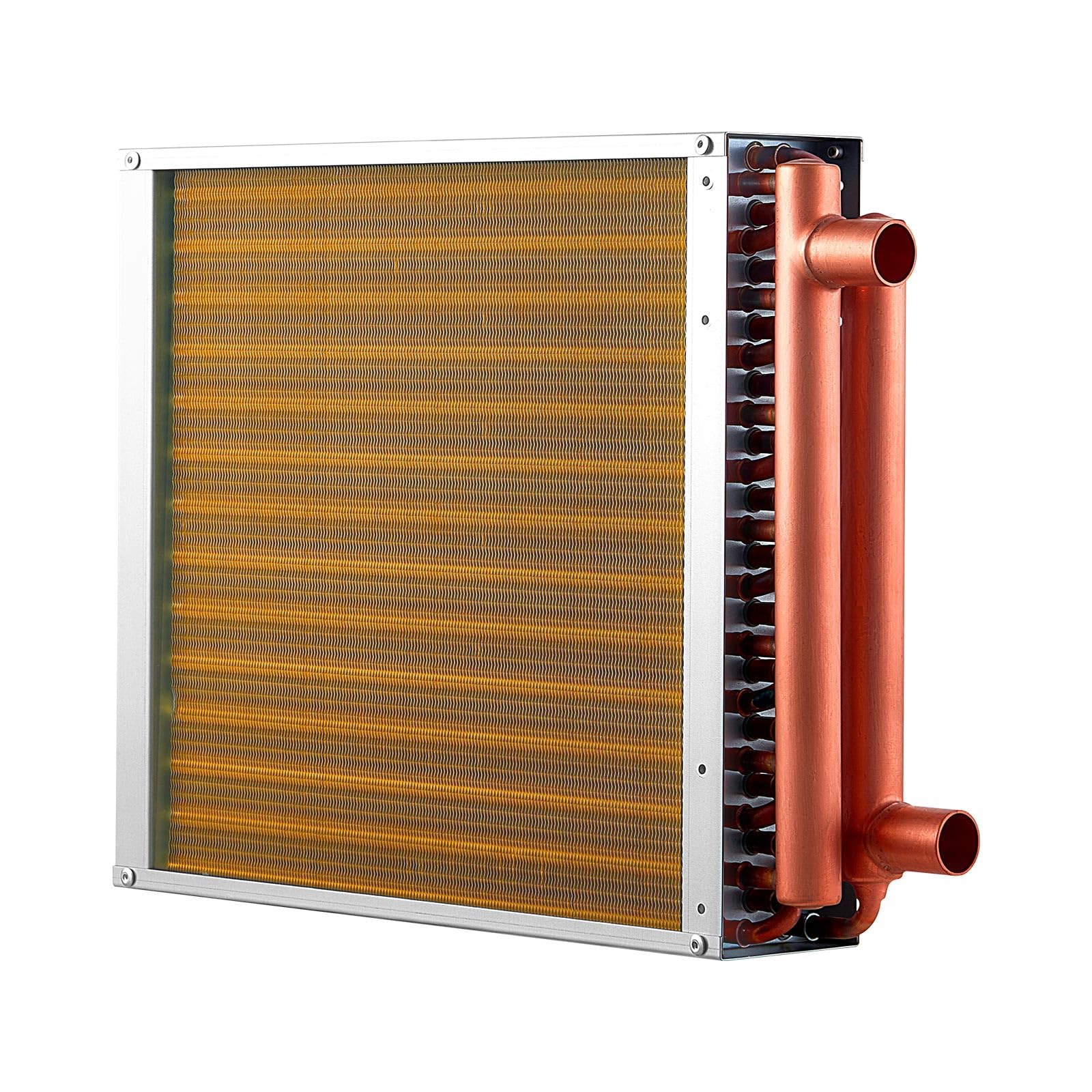 VEVOR Serpentín de Intercambio de Calor de 356 x 356 mm, Intercambiador de Calor Aire-Agua con Aletas de Aluminio y Tubos de Cobre, Capacidad 65000 BTU/h para Hornos, Refrigeración, Calefacción, HVAC