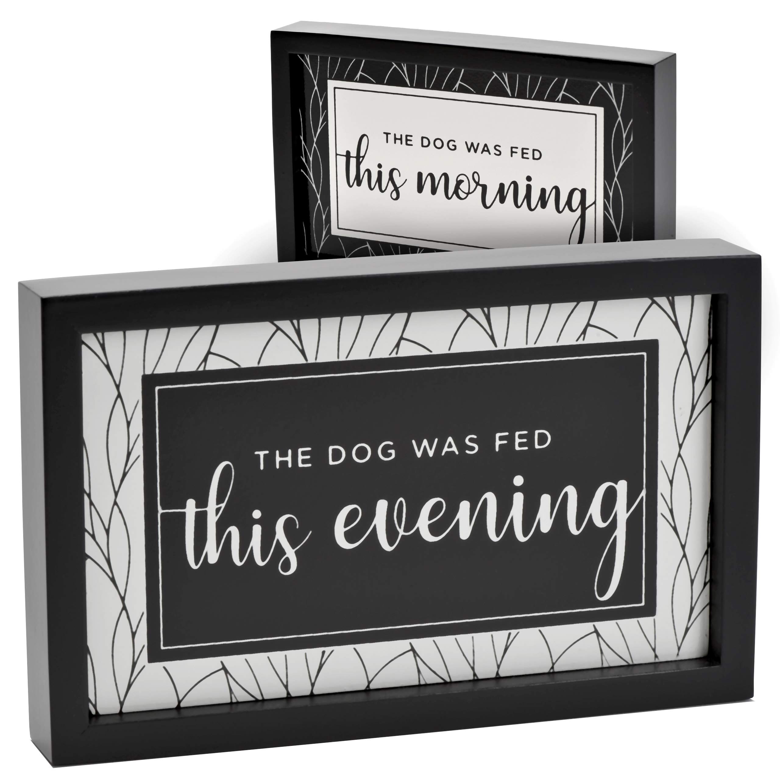 PYROH Dog Fed Reminder Sign - Countertop Design Solid Wood - Feed The Dog