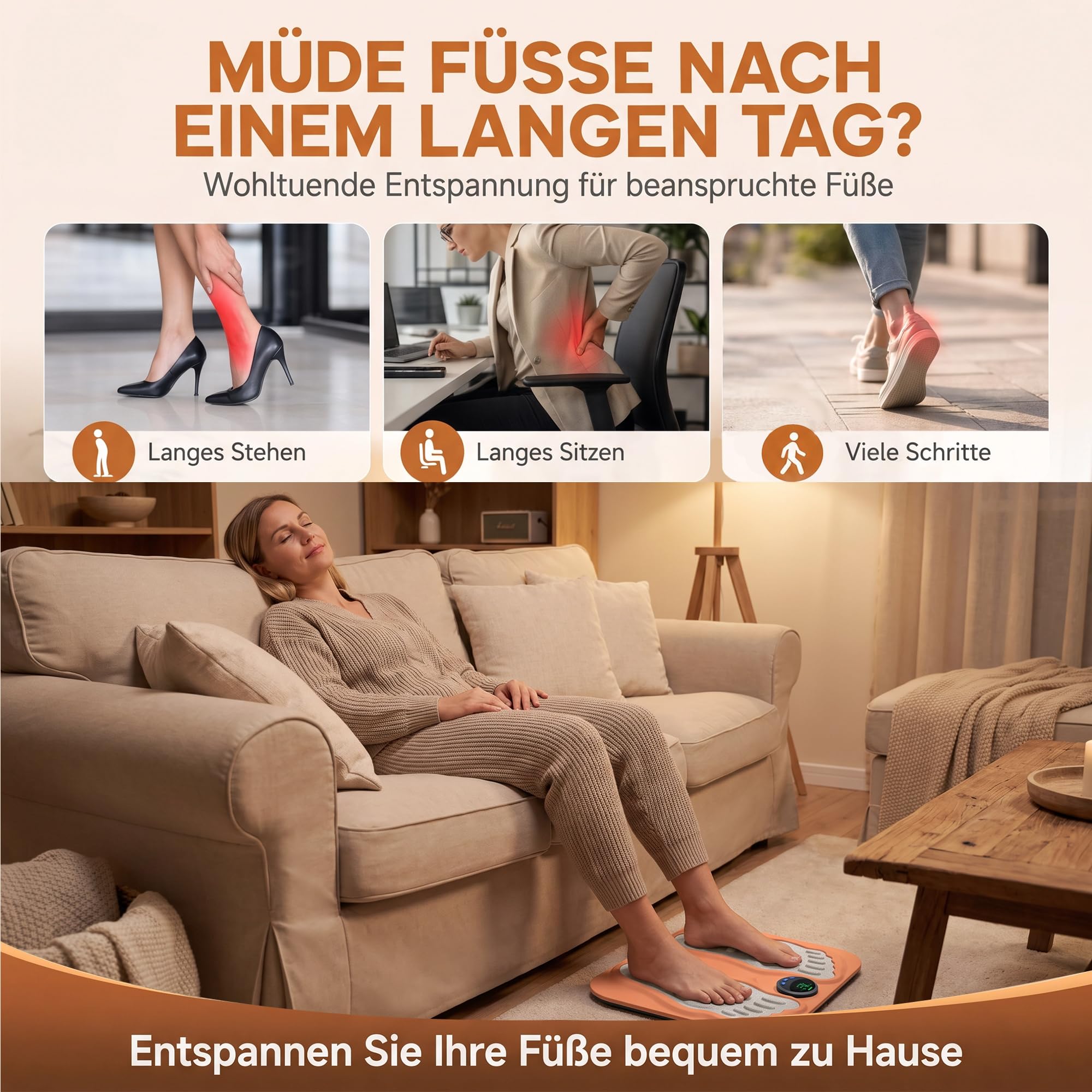 ReNerv3D-Regenerative EMS Fußmassagegerät, Verstellbare Intensitätsstufen