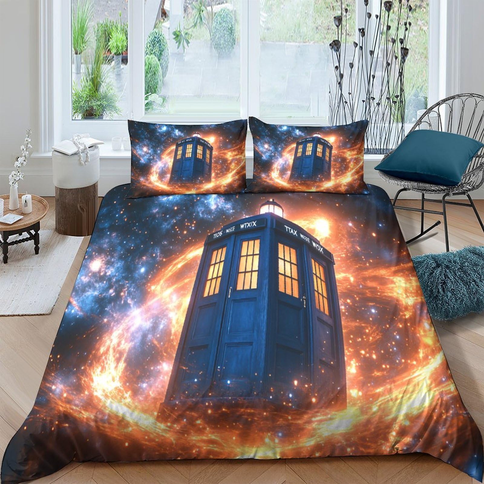 Ctjqhvkz Style-2 3D Printed Time Travel Galaxy Fitted Sheet Microfiber Soft Bedroom Decor Cosmic Vortex Mattress Cover Anti-Slip Washable Single（135X200cm）