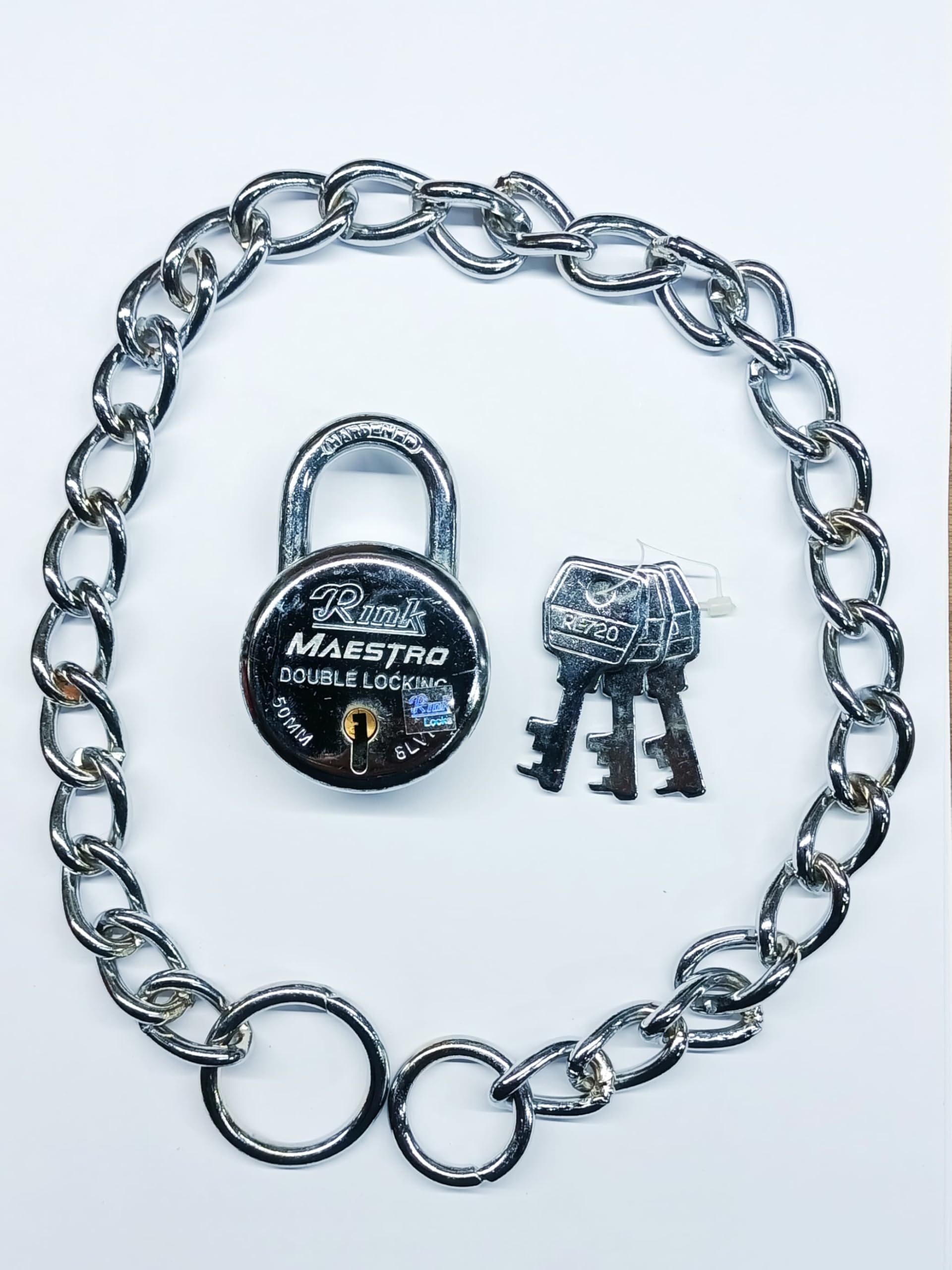 Durable 5mm Thick 23 Inch Long Chain with 50mm Lock - Heavy Duty Security Chain for Bike, Gate, Luggage, Bag, and Cycle Lock.-image-4