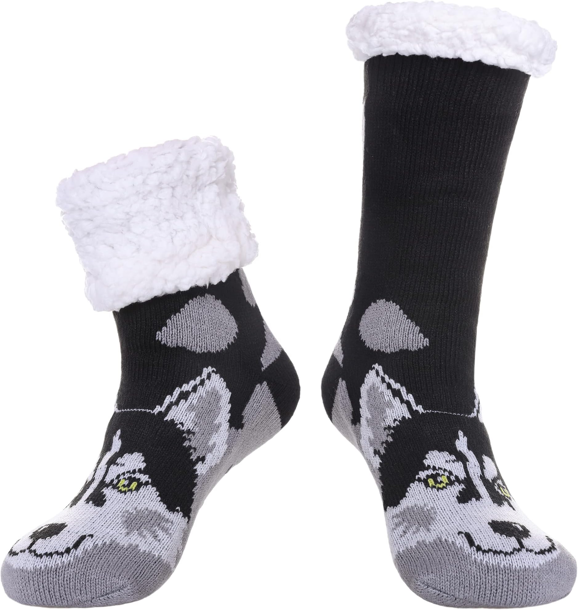 CHOWISH Mens Fuzzy Slipper Socks Soft Warm Cozy Fleece Lined Winter With Grips Socks