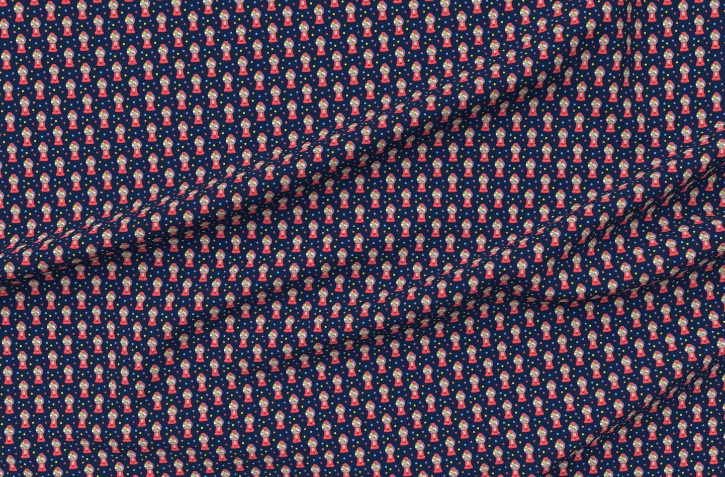 Spoonflower Fabric - Small Scale Candy Machine Multi Color Red Navy Retro Printed on Organic Cotton Sateen Fabric by The Yard - Sewing Quilting Apparel Home Decor