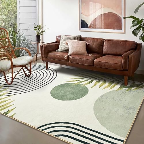 Miniatura 3 de RoomTalks Alfombra lavable moderna de mediados de siglo, diseño bohemio, bonito y estético, de 5 x 7 pies, para dormitorio, comedor, sala de estar,