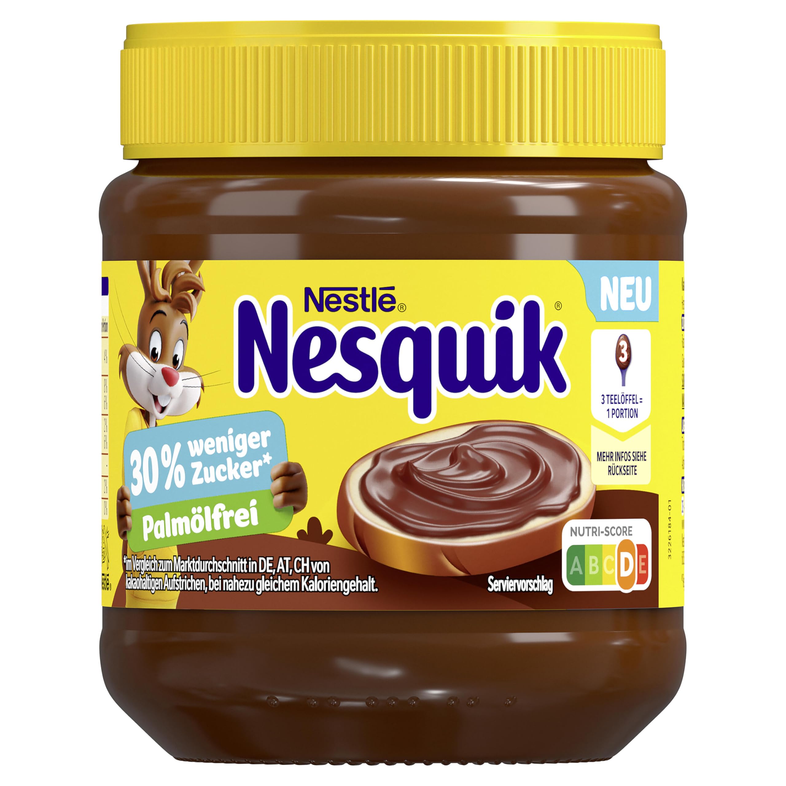 Nestlé Nesquik Brotaufstrich, 30% Weniger Zucker & Palmölfrei, Für die ganze Familie , 1er Pack (1 x 280g)