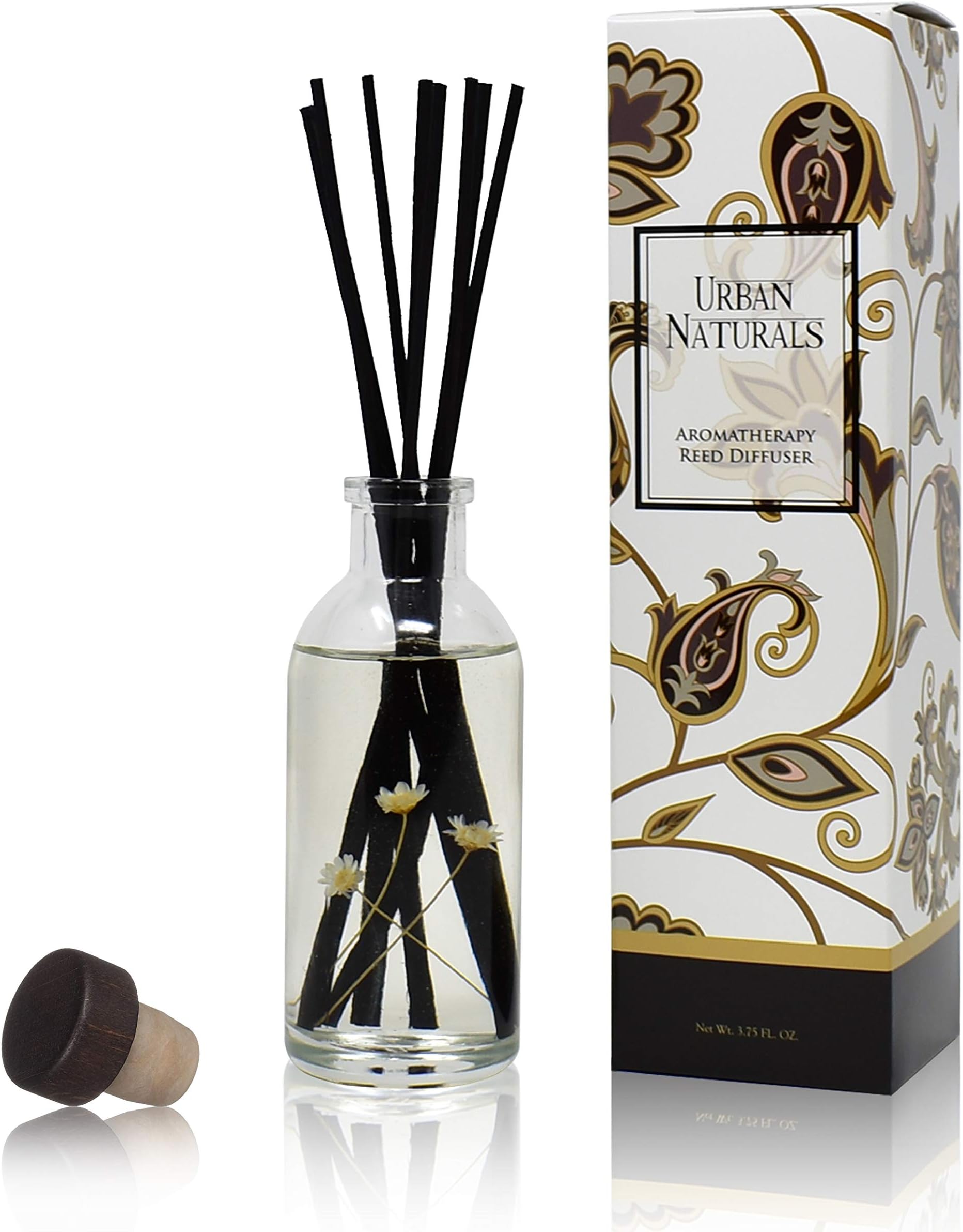 Urban Naturals Seaside Cotton Reed Diffuser Scented Sticks Set | (Peace + Harmony) Mind & Body Aromatherapy Collection | Essential Oil Botanical Room Scent