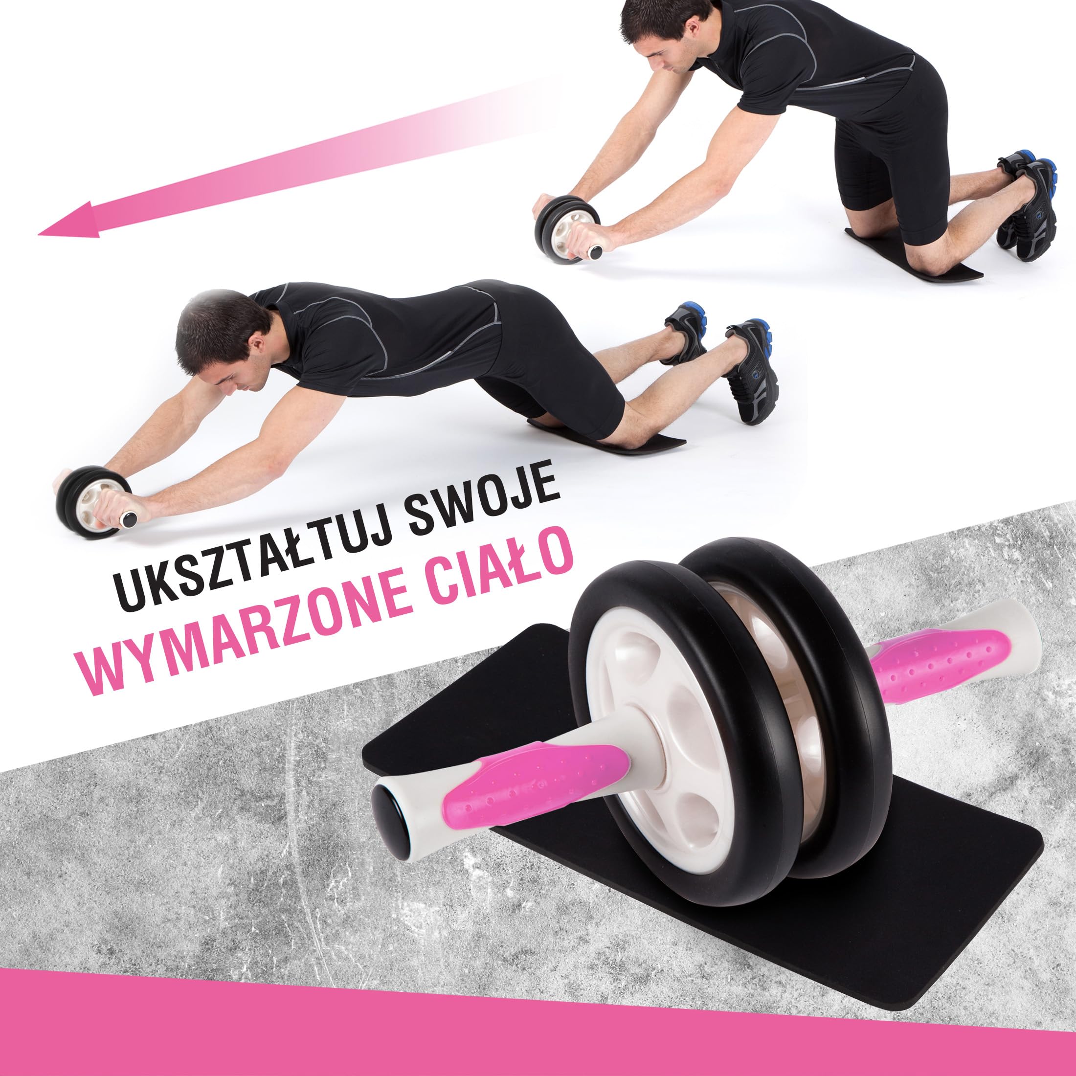 Ultrasport AB wałek, AB trener w tym mata pod kolana, trening brzucha mężczyzn i kobiet, wielofunkcyjny wałek mięśni brzucha, również dla seniorów, kompaktowy, składany trener mięśni