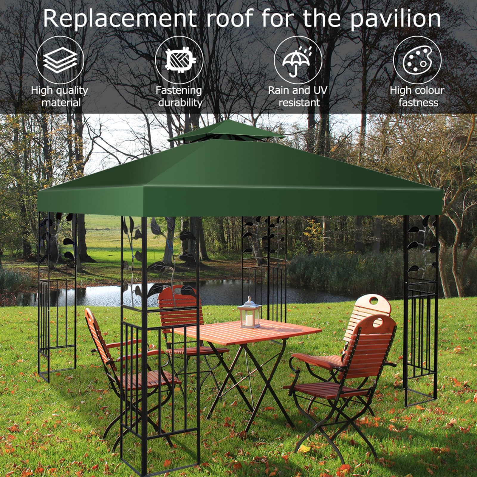 KOMFOTTEU Tetto Gazebo di Ricambio Impermeabile Doppio Tetto 3x3m