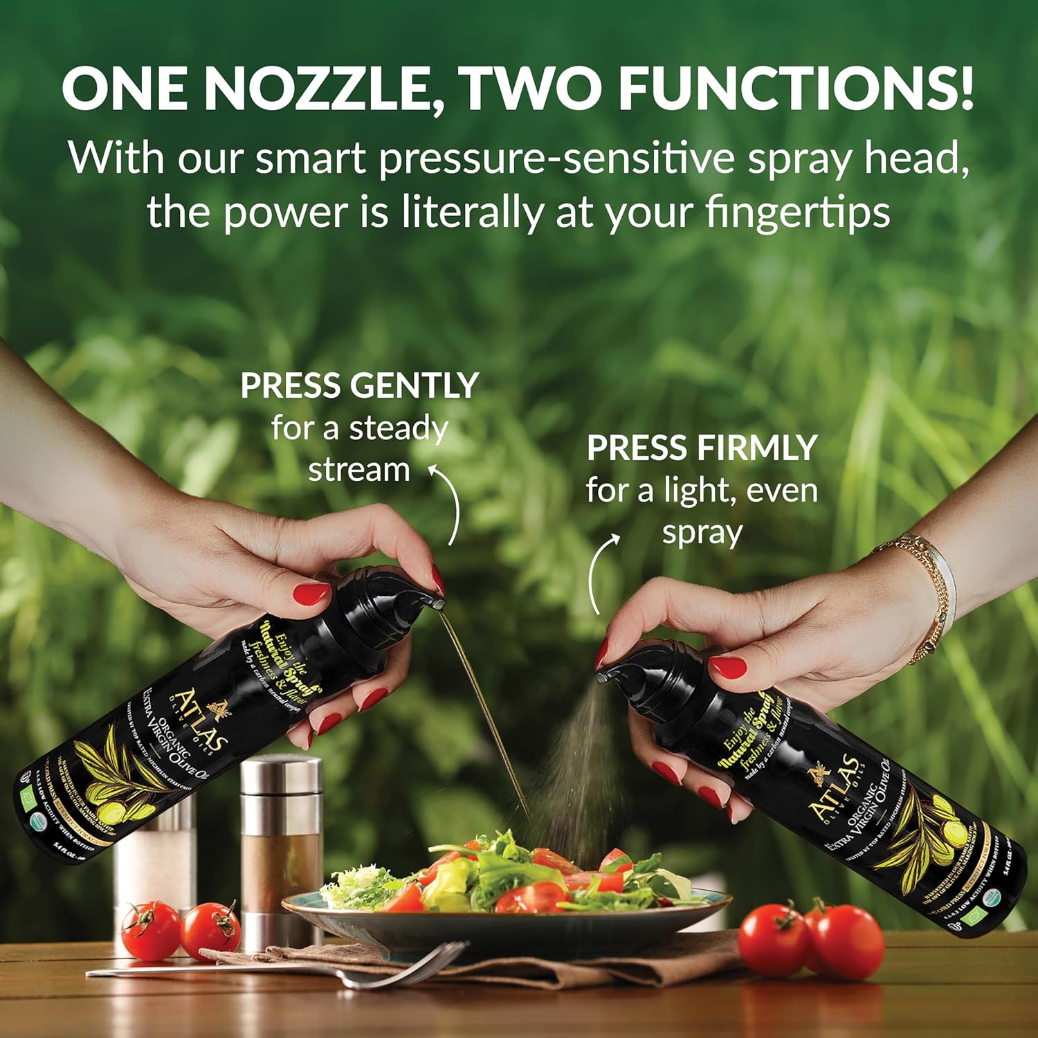 Olive Oil Spray by Atlas, Dual Function Olive Oil Cooking Spray and Stream, 5.4 fl oz, 6 Pack, Extra Virgin, Non Stick, Cold Pressed, Polyphenol Rich, Organic Moroccan EVOO, Hydroxytyrosol, Keto - Image 8