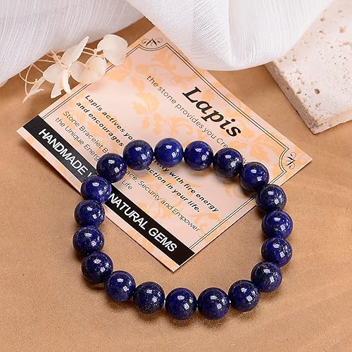 Vista 625 de MASSIVE BEADS Pulsera elástica de yoga hecha a mano con piedra natural, cristal curativo, energía, regalos para adultos unisex de 0.157 in, 0.236