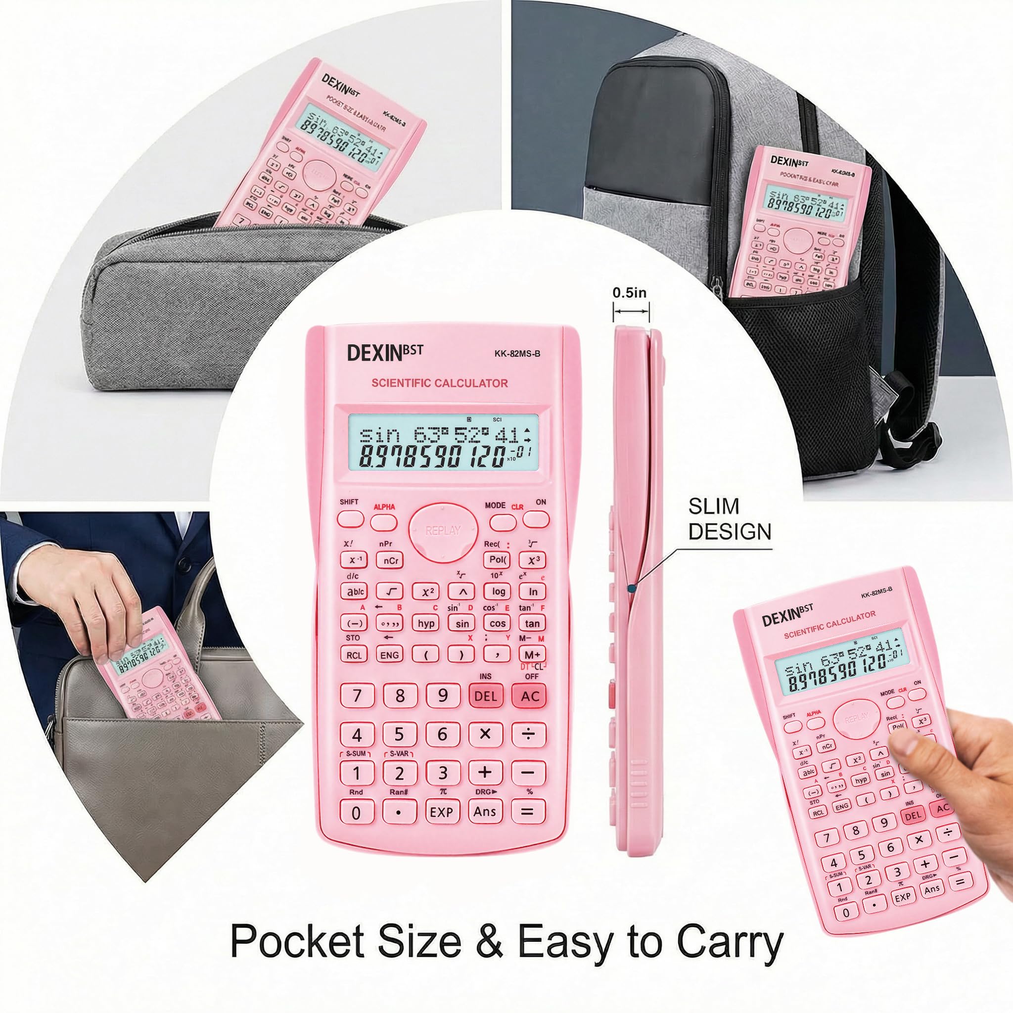 Paquete de 24 calculadoras sicíficas rosas para estudiantes, calculadora de ingeniería de 2 líneas a granel con batería LR44, ideal para álgebra, química, finanzas, construcción, oficina