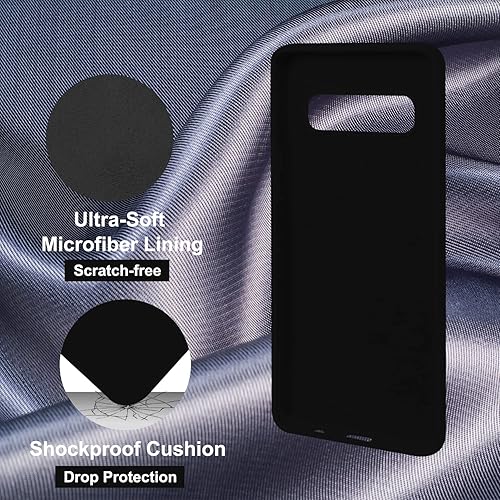 Miniatura 4 de Funda de silicona compatible con Galaxy S10 Plus de 6.4 pulgadas, forro de tela de microfibra cubierta de goma de gel de cuerpo completo (negro)