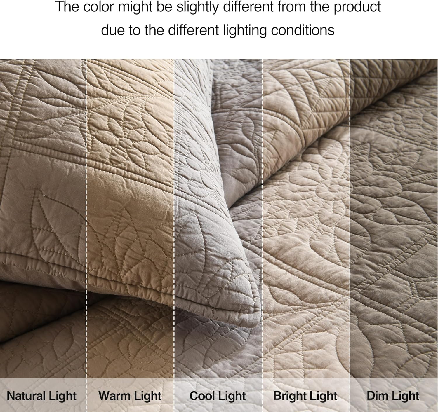 HORIMOTE HOME 100% Cotton Quilt Patchwork Queen Size, Taupe Farmhouse Cotton Bedspread Coverlet, Pre-Washed Soft Breathable Lightweight All Season Bedding Set with 2 Pillowcases