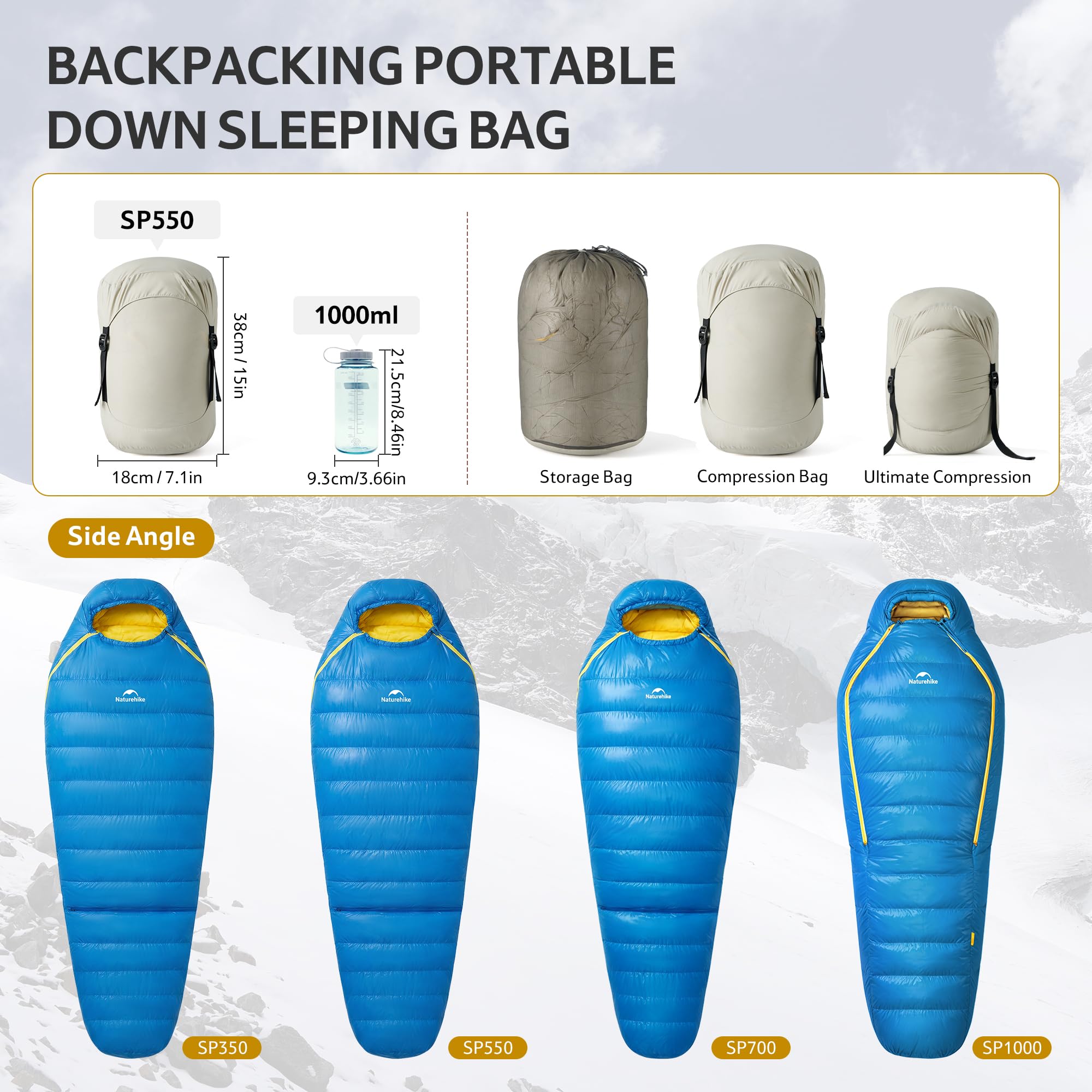 Naturehike Snow Petrel Base śpiwór puchowy, 90% zawartości Down, RDS Outdoor Professional Camping śpiwór puchowy, śpiwór dla dorosłych