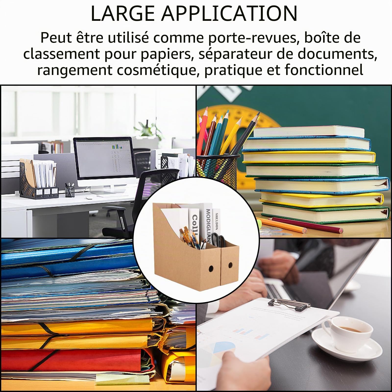 APACALI 12PCS Porte Revues en Carton A4 pour Bureau, Dortoir Scolaire, Classification Fichiers Domicile - Papier Kraft