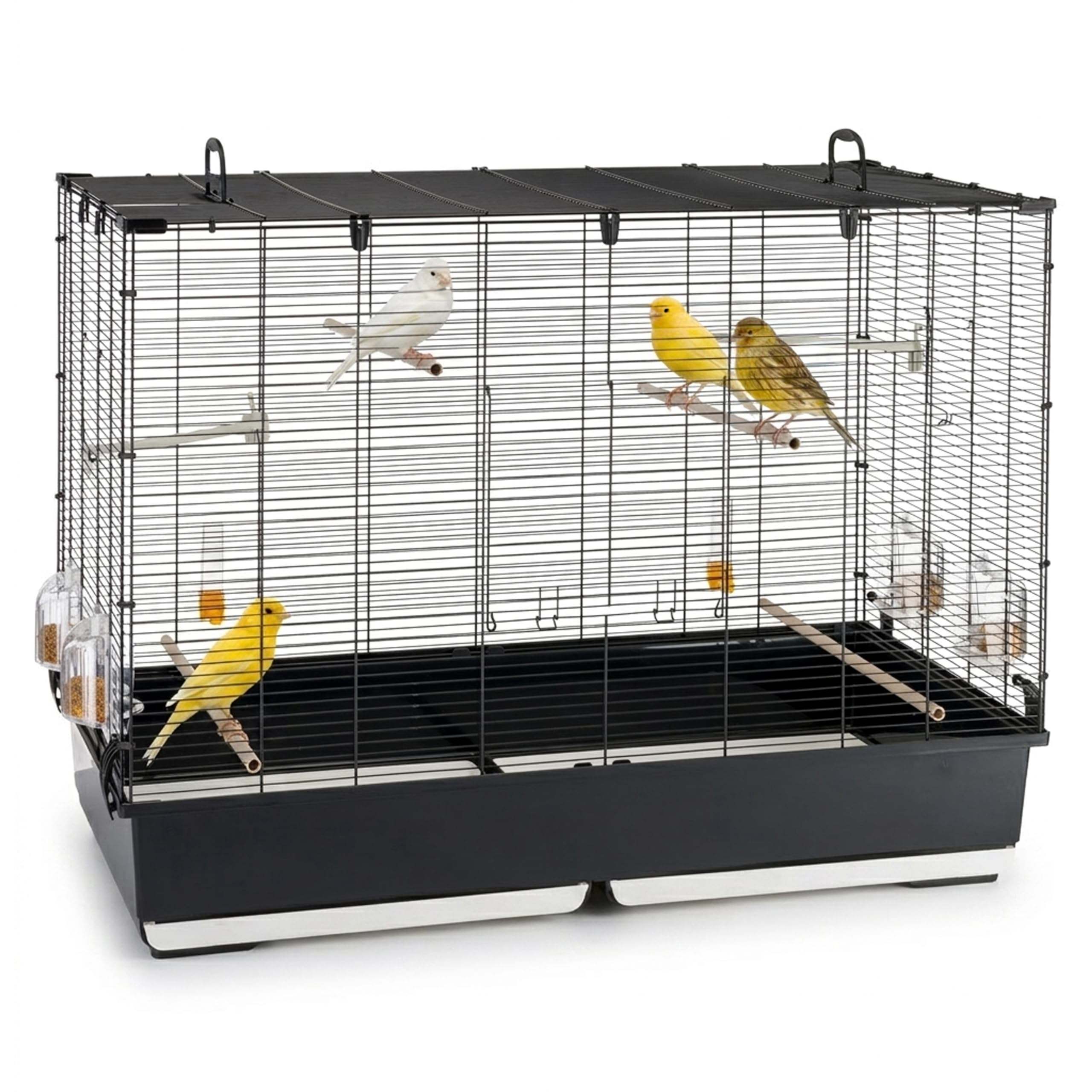 Ferplast Jaula para Pájaros, Aviario Piano 7 Jaula Grande Pájaros, Canarios, Periquitos, Cotorras, Agapornis, de Metal, Todos los Accesorios Comedero Perchas 99.5 x 53 x h 74 cm.