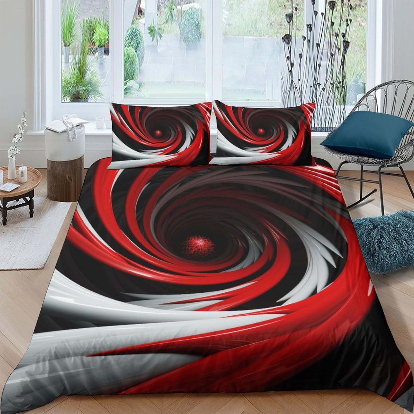 Stampato in 3D Capogiri Copertina Stampata Microfibra Disegnata Set Di Biancheria Da Letto Stile Morbido Set 3 Pezzi,Double（200x200cm）, Per Adolescenti E Adulti