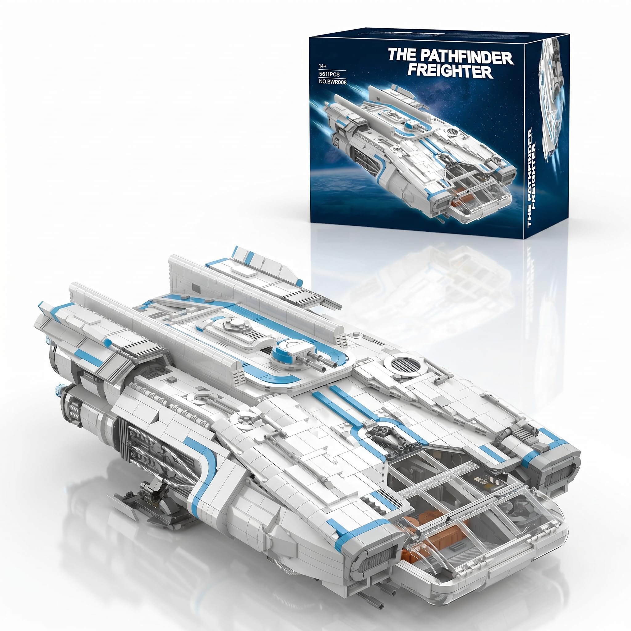 Mocbuiie Trailblazer Raumschiff Klemmbausteine Space Wars - 5611 Teile Technik Spaceship Modular Buildings, Sci-Fi Bauset für Erwachsene Kompatibel mit Barweer BWR008