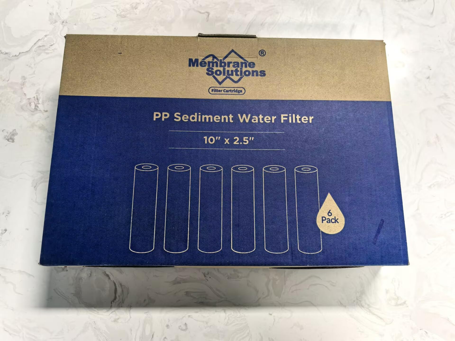 Membrane Solutions 10 x 2,5 pouces Remplacement de Filtres à Eau Sédiments en Polypropylène, Cartouche de Filtre, compatible avec Filtres Standards, Osmose Inverse - 20 Micron, 6 Pack