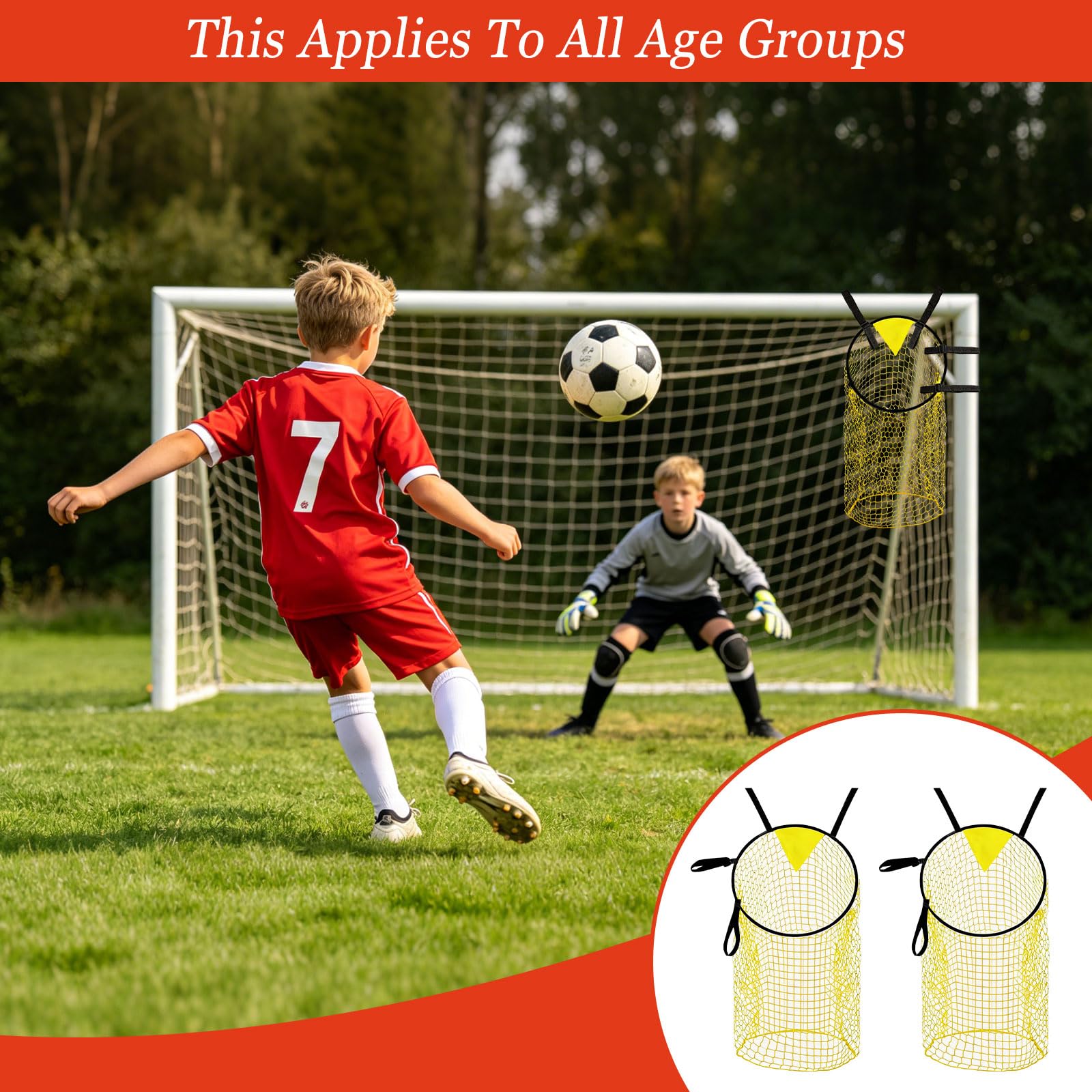 Bogoro – Lot De 2 Filets Cibles De Football – 45x60 Cm, Anneau Fibre De Verre, Maille Polyester – 4 Sangles Réglables – Pour Entraînement De Précision Au Tir, Jardin Ou Terrain
