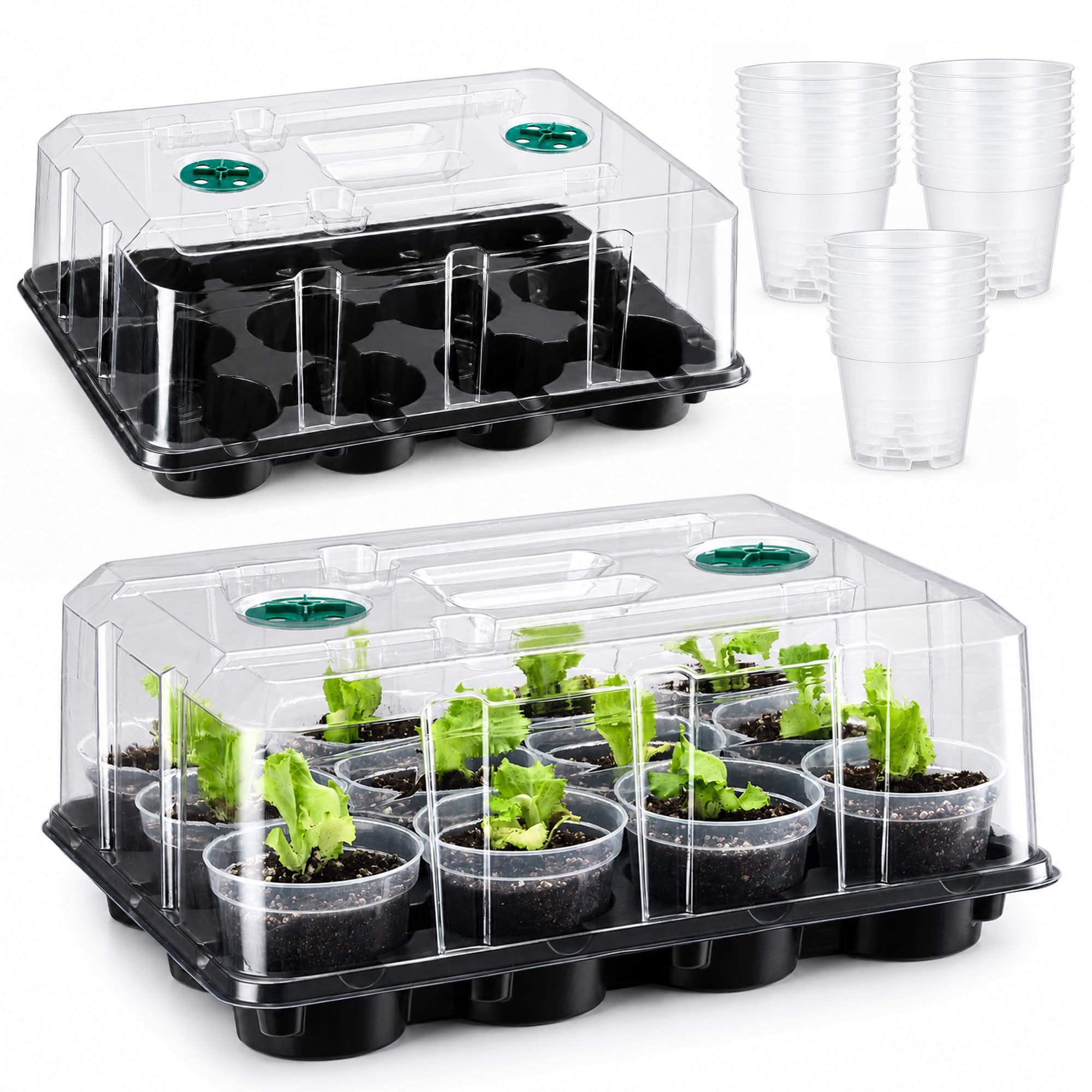 homenote 4 Inch Seed Starter Trays 2 Pack with Humidity Dome
