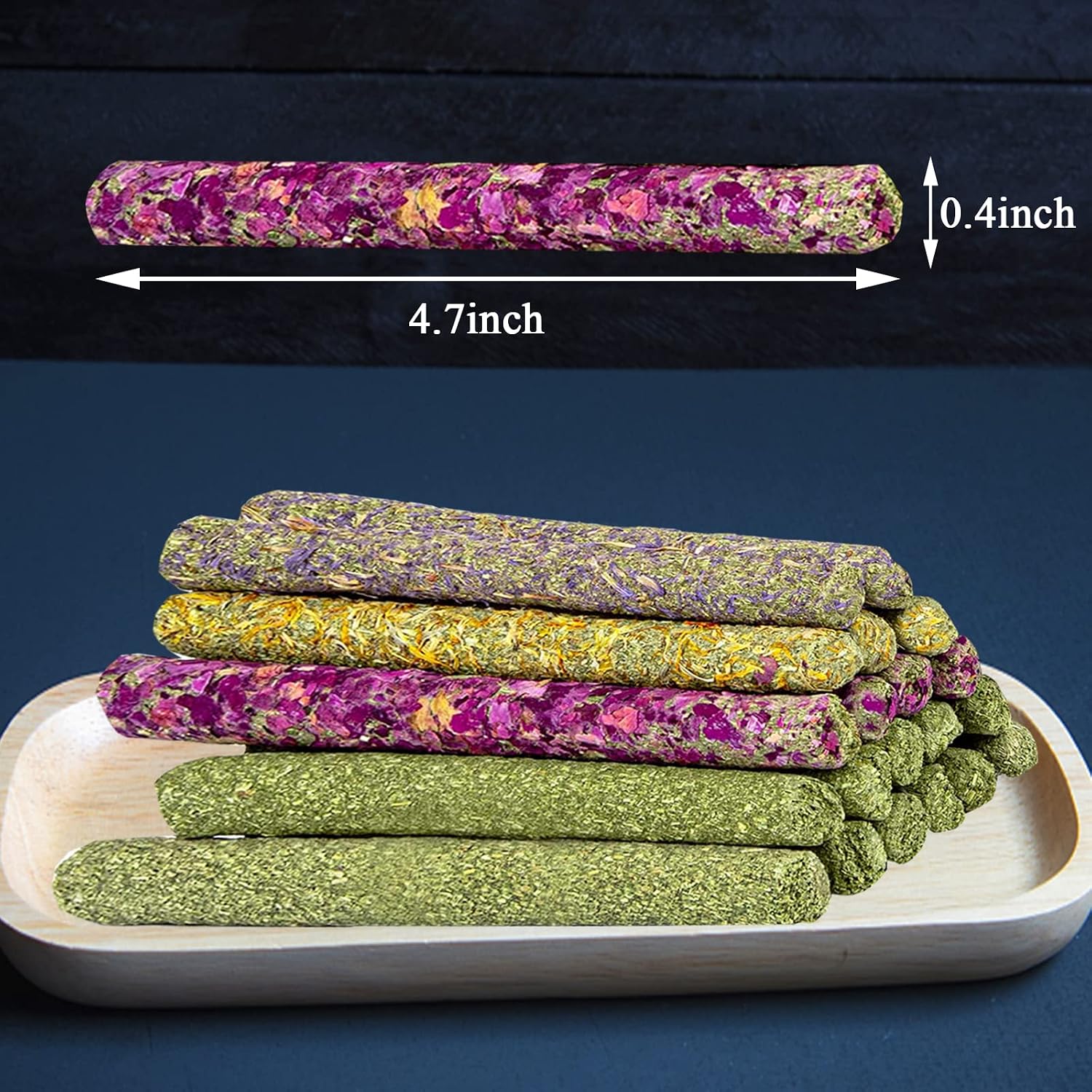 Septo Timothy Hay Sticks,30PCS 4 Different Flowers Flavored Rabbit Chew Toys,Natural Treats and Chews for Bunny Guinea Pigs Chinchillas Gerbils