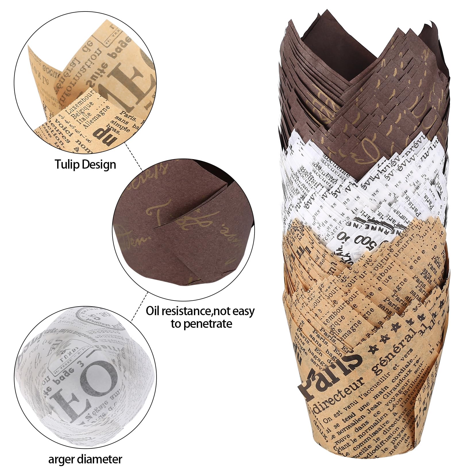 MYHongLe 150 caissettes en papier tulipe pour muffins cupcakes mariage anniversaire fête