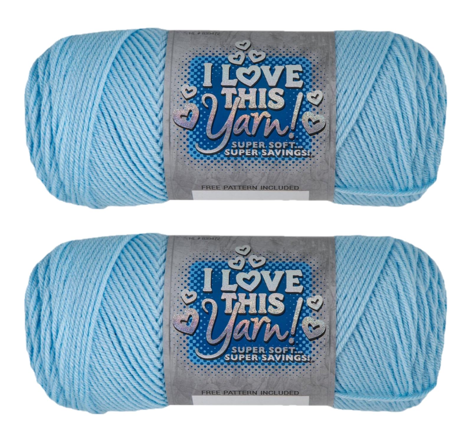 Hobby Lobby I Love This Yarn, 100% Acrylic, 70 Soft Blue, Set of 2