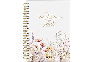 PSALM 23:3 He Restores My Soul Floral Spiral Notebook: Perfect Bible Notes...