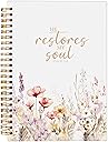 Christian Notebook for Women, Christian Art Gifts Journal, Prayer Journal for Women, Bible Journaling Notebook, PSALM 23:3 He Restores My Soul Floral Spiral Notebook 5.5x8.3