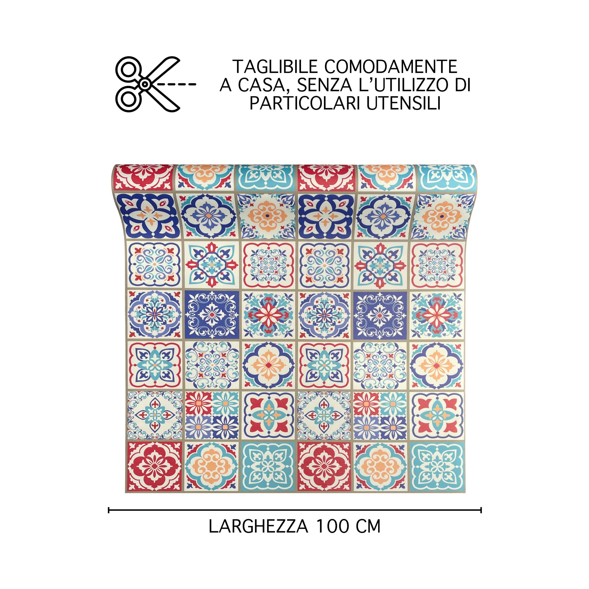 IlGruppone Tappeto Passatoia Cucina Antiscivolo Larghezza Maxi 100 Cm Antimacchia Multiuso Corridoio Soggiorno Lavabile Ingresso Camera - Mattonella - 100x250cm