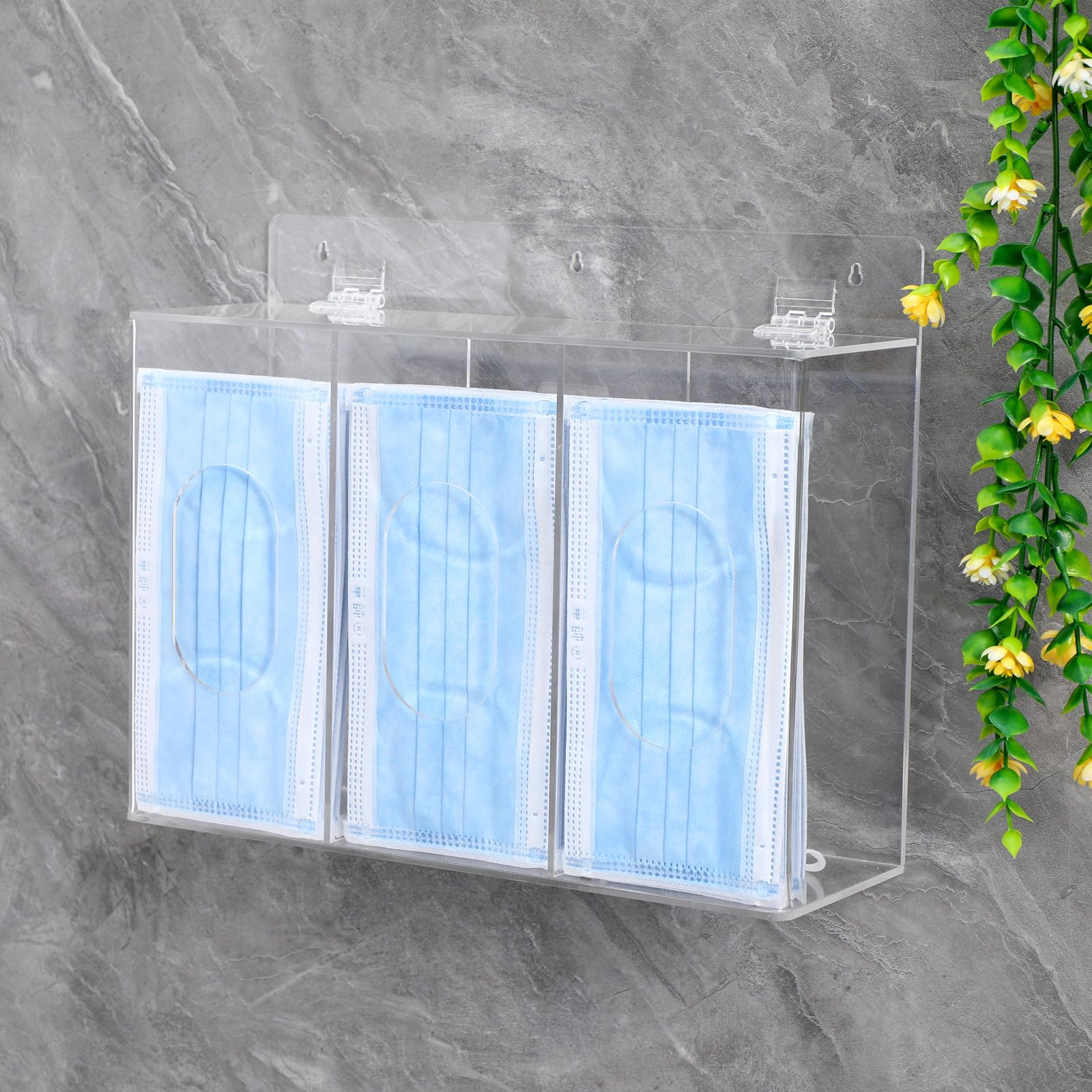 Dispenser da Resistente All'usura in Acrilico per Guanti e Mascherine 3 Scomparti e Organizzazione Efficiente per