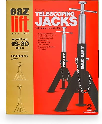Miniatura 7 de EAZ LIFT Jack telescópico para caravana, juego de 2  Se ajusta de 16 a 30 pulgadas  Cuenta con una capacidad de carga de 6,000 libras (48864)