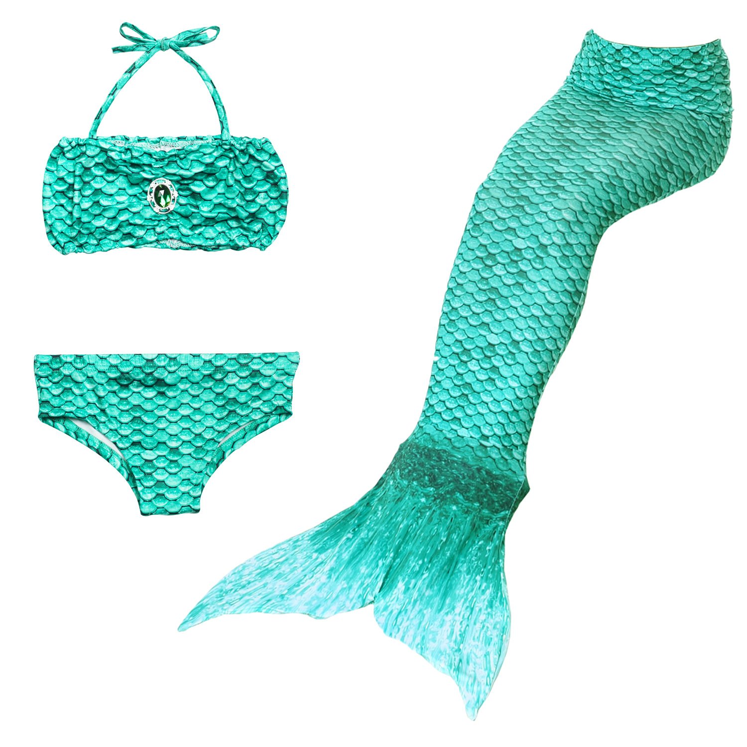 YUPPIN 3 Pcs Kids Swimsuit Mermaid Tails for Swimming for Girls Bikini Costume Sets Green (B09DR8JBRH) Amazon Price History, Amazon Price Tracker