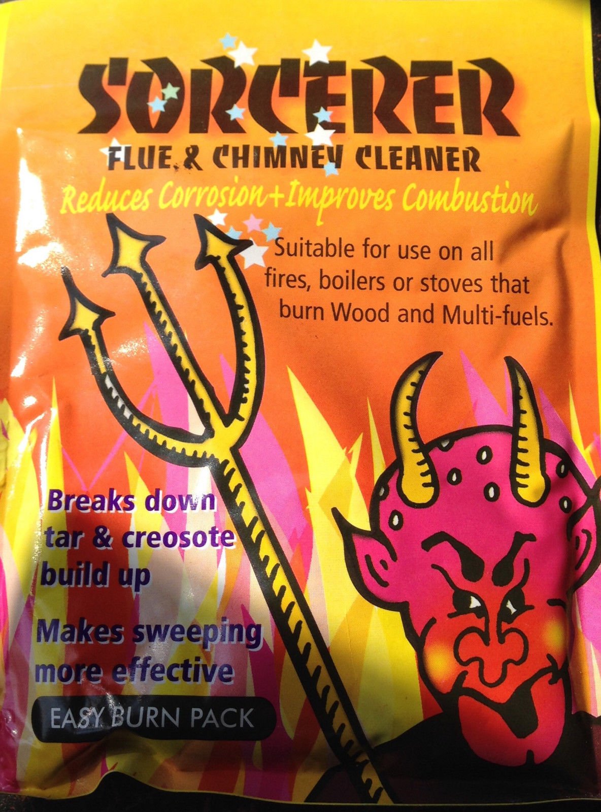Reduced to Clear. Less Than Half Price! Sorcerer Flue and Chimney Cleaner Coal Log Burner Fire Stove Boiler Tar Ash Soot Remover Cleaner