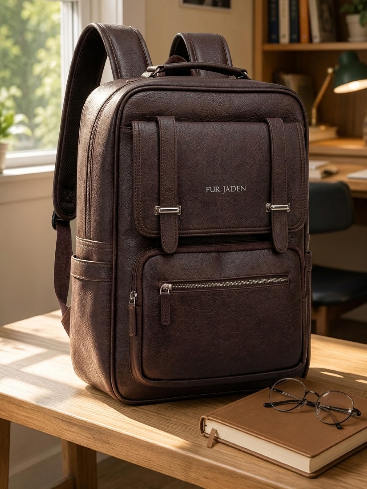 FUR JADEN Vegan Leather Stylish 15.6 Inch Laptop Backpack Travel Weekender Bag For Men Women — Amazon image 6