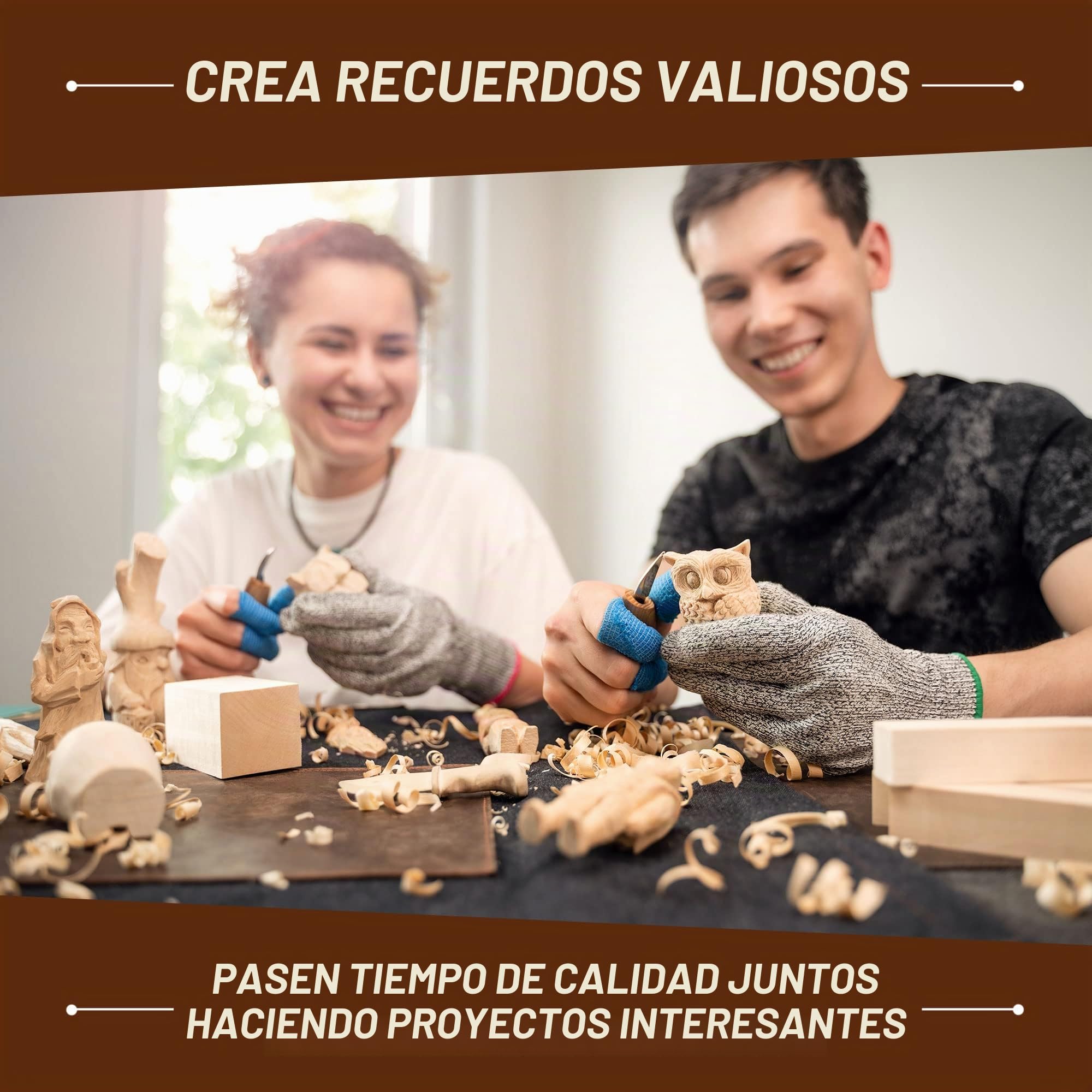 BeaverCraft Juego de Tallado en Madera para Niños y Principiantes S16 – Cuchillos para Tallar, Cuchillo Sloyd, Cuchillo de Detalle, Bloques de Tilo – Kit de Herramientas para Tallar Madera