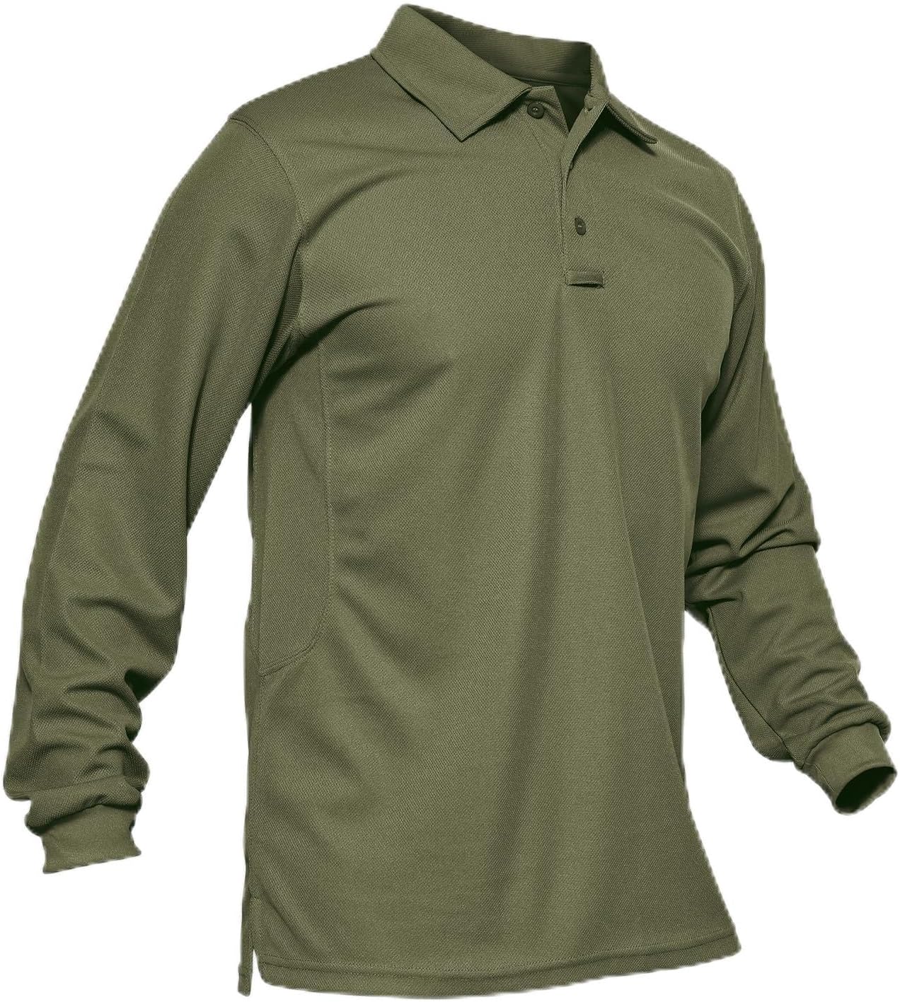 Men's Polo Shirts 3 Button Quick Dry Performance Long Sleeve Tactical Shirts Pique Jersey Golf Shirt