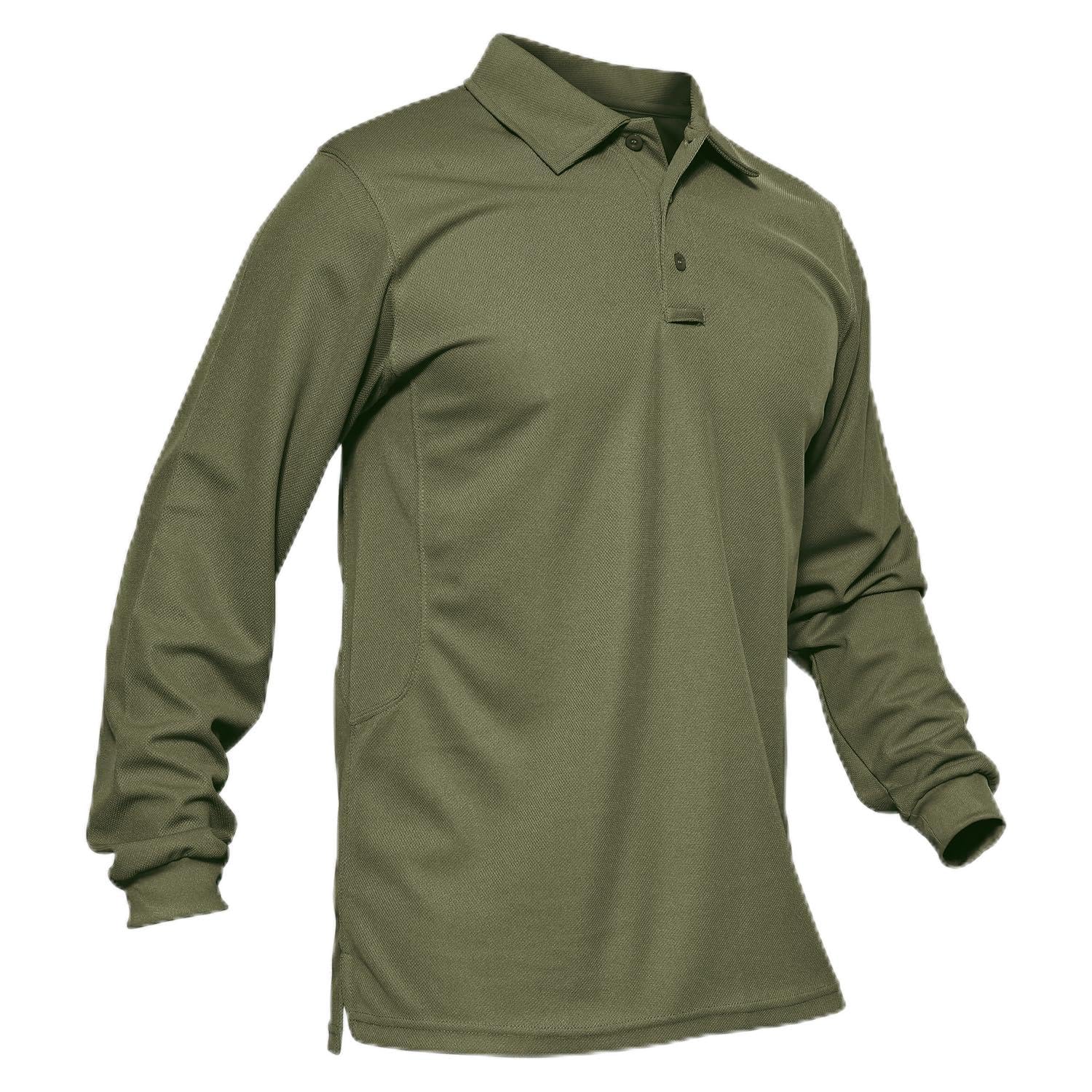 Men's Polo Shirts Long Sleeve Quick Dry Pique Collared Golf Shirt