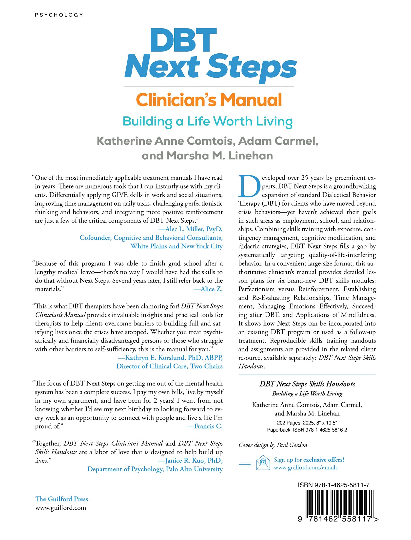 DBT Next Steps Clinician's Manual: Building a Life Worth Living