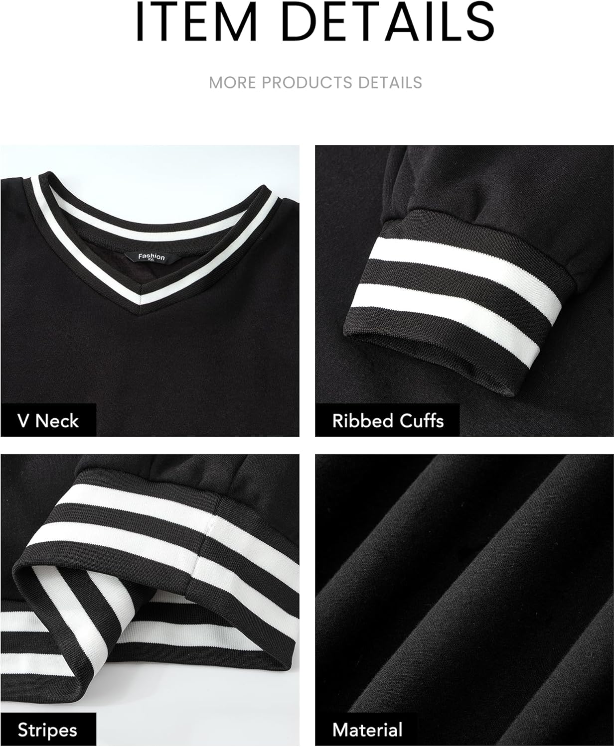 PRETTYGARDEN Women's Oversized Sweatshirts Casual Long Sleeve Stripes Knit V Neck Pullover Top Spring Preppy Clothes - Image 8