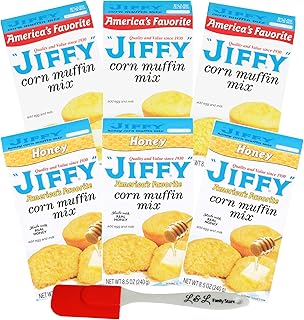 6 PCS Jiffy Muffin Mix | Corn Muffin + Honey Corn Muffin | America's Favorite Corn Muffins | Quality and Value Since 1930 | Bundled with Bonus L&L Mini Spatula