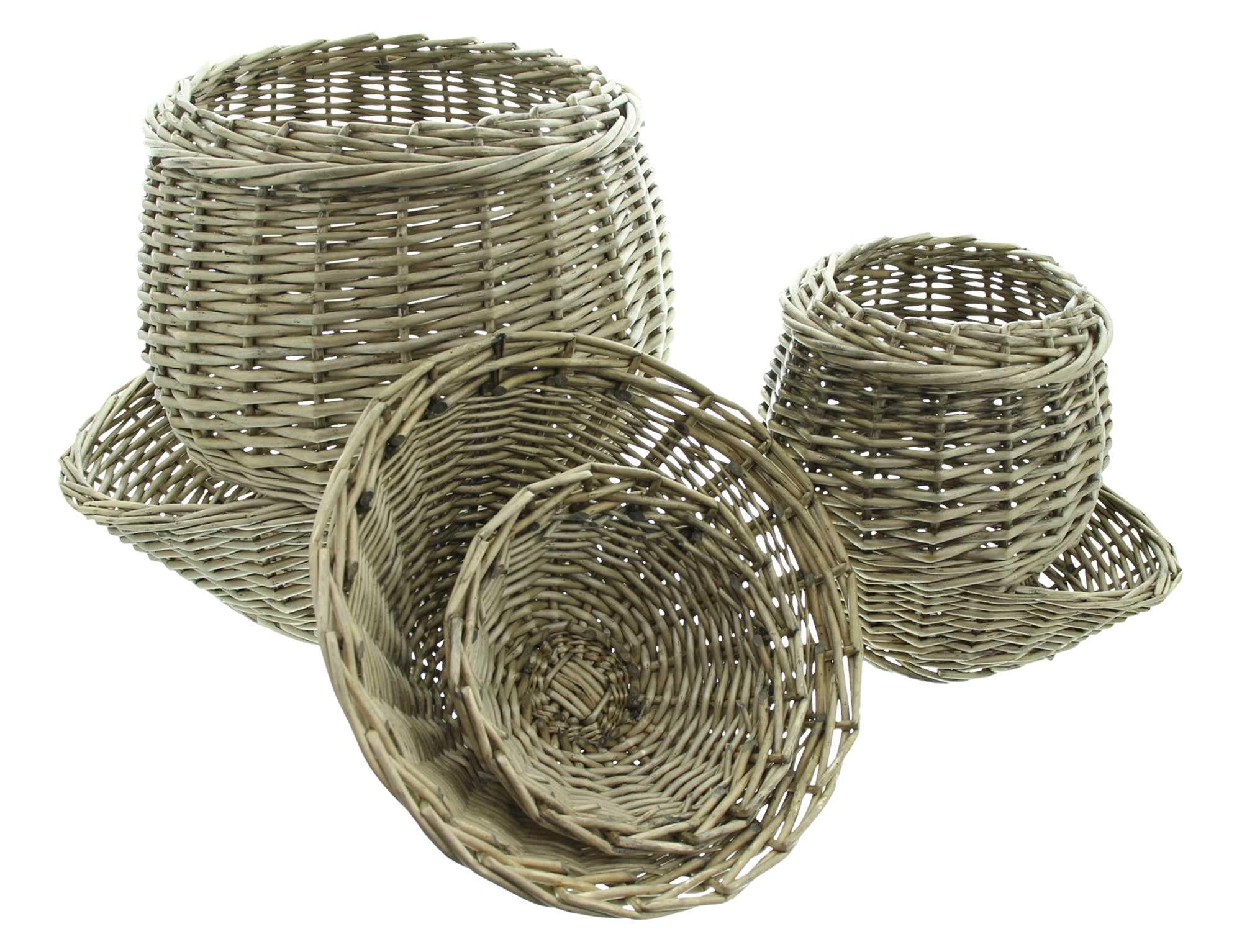 Dekoleidenschaft Lot de 2 Corbeilles à Légumes en Osier Gris Cérusé, Paniers à Pommes de Terre et Oignons, Dimensions 21x26x32 cm et 32x42x45 cm