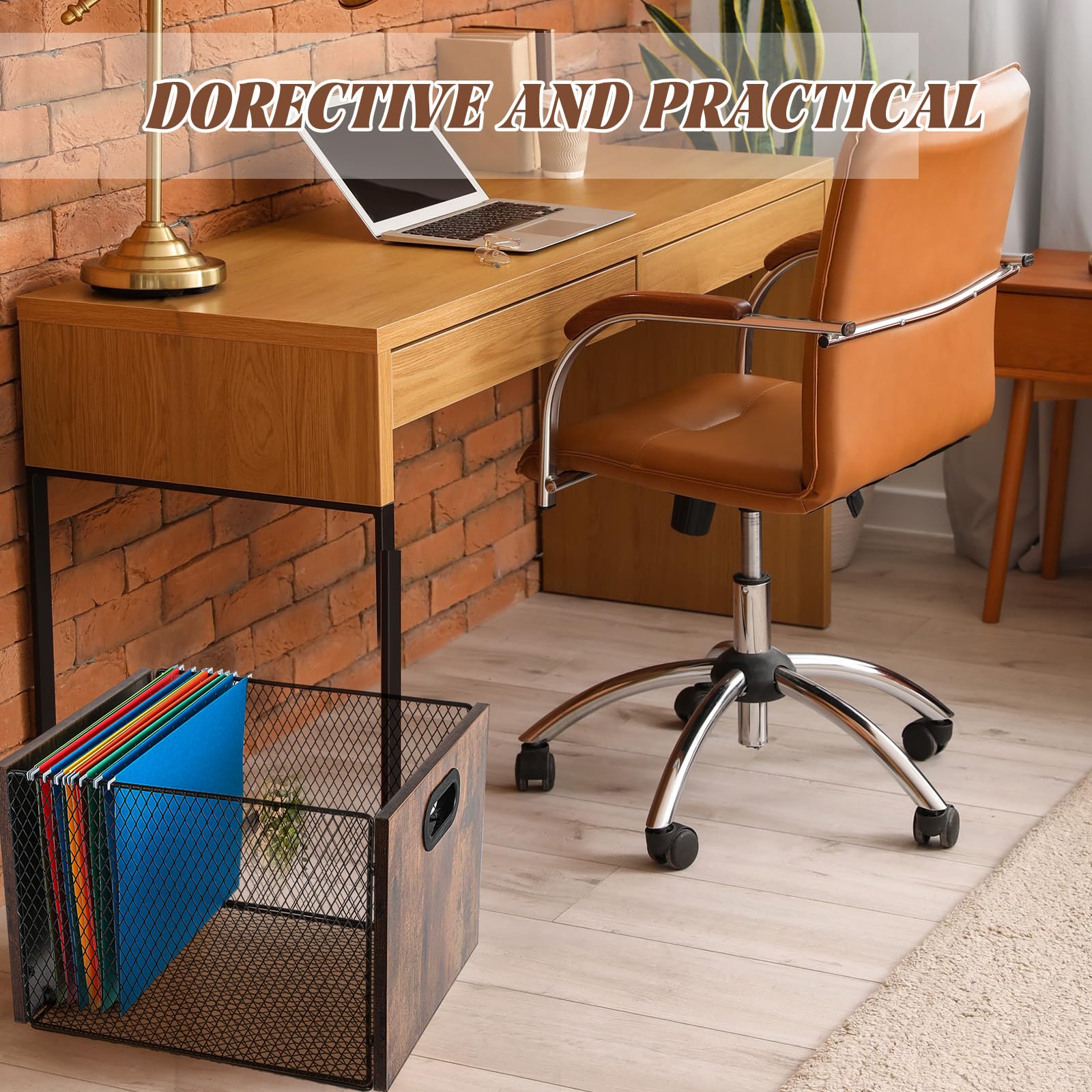 Yalikop Organizador de archivos colgante, caja de almacenamiento para carpetas colgantes, gabinete de madera con asa para escritorio de oficina en casa, tamaño carta