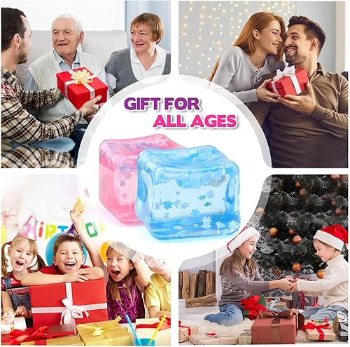 Miniatura 7 de Cubo de hielo Fidget Toy para todas las edades paquete de 2 juguetes sensoriales esponjosos, bolas de estrés cuadradas, premios en el aula, cubo de