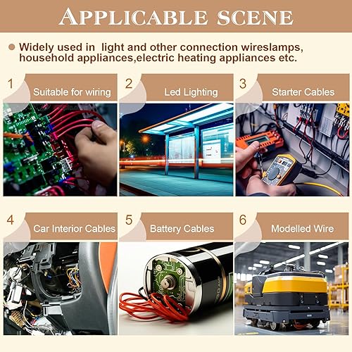 Miniatura 6 de Cable eléctrico de silicona 18 AWG, kit de cable eléctrico THUN-CT de 6 colores (17 pies cada uno), cable de cobre estañado, kit de cables de